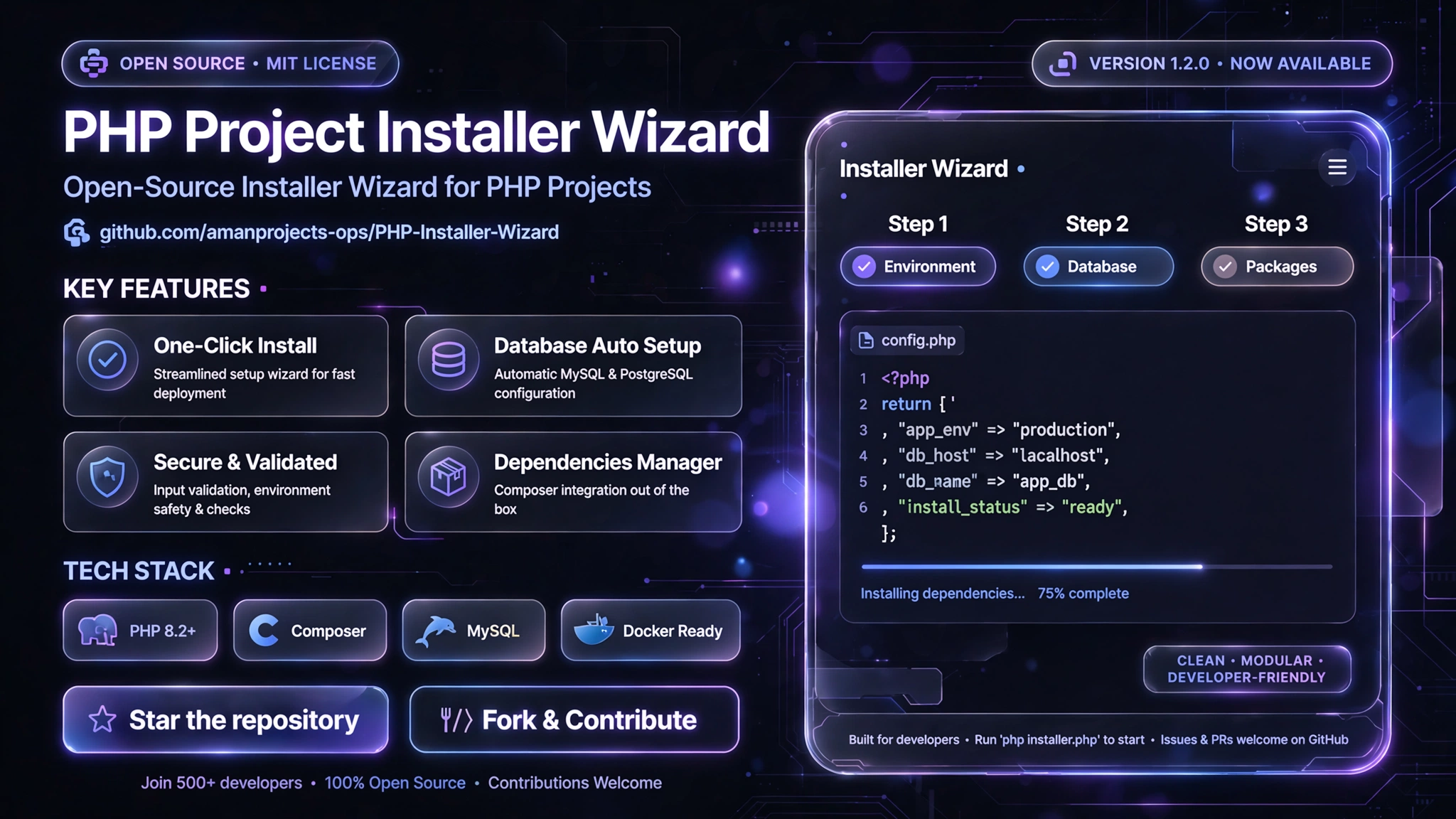 PHP Project Installer Wizard — AmanProjects